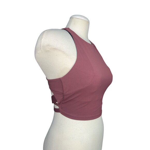Halara High Neck Backless Racerback Cropped Tank Top Sz Medium Womens Burgundy M - Picture 8 of 8